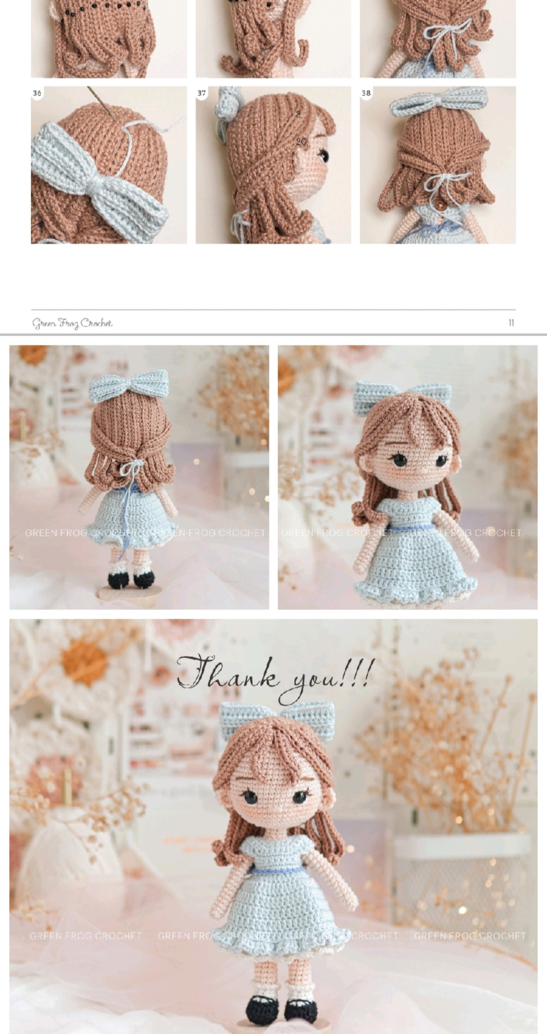 Crochet Pattern Doll Wendy - Amigurumi Girl in Blue Dress