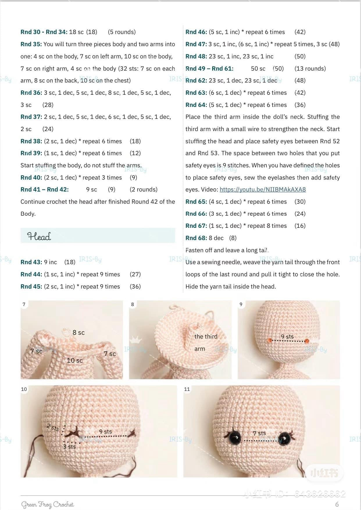 Crochet Pattern Doll Wendy: Blue Dress and Brown Hair Amigurumi