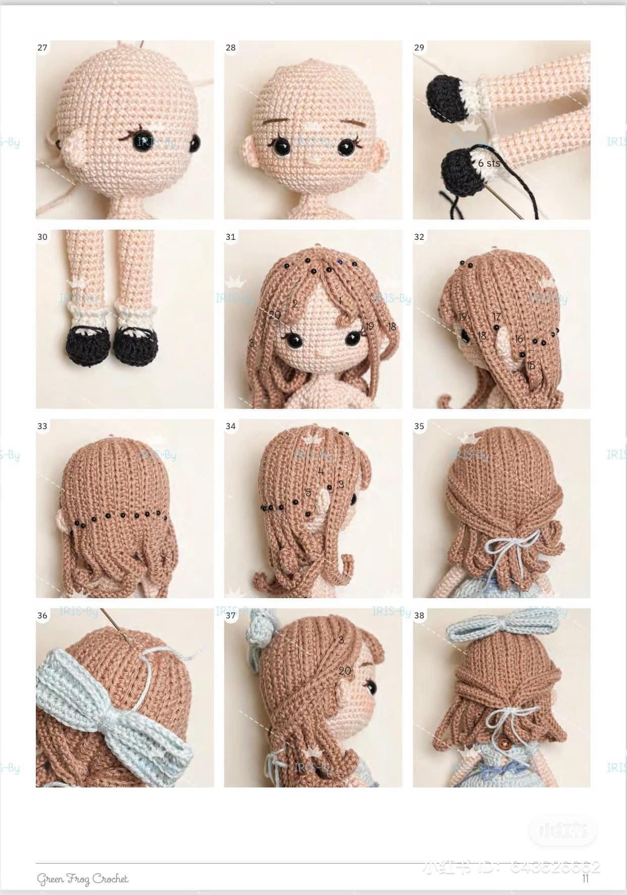 Crochet Pattern Doll Wendy: Blue Dress and Brown Hair Amigurumi