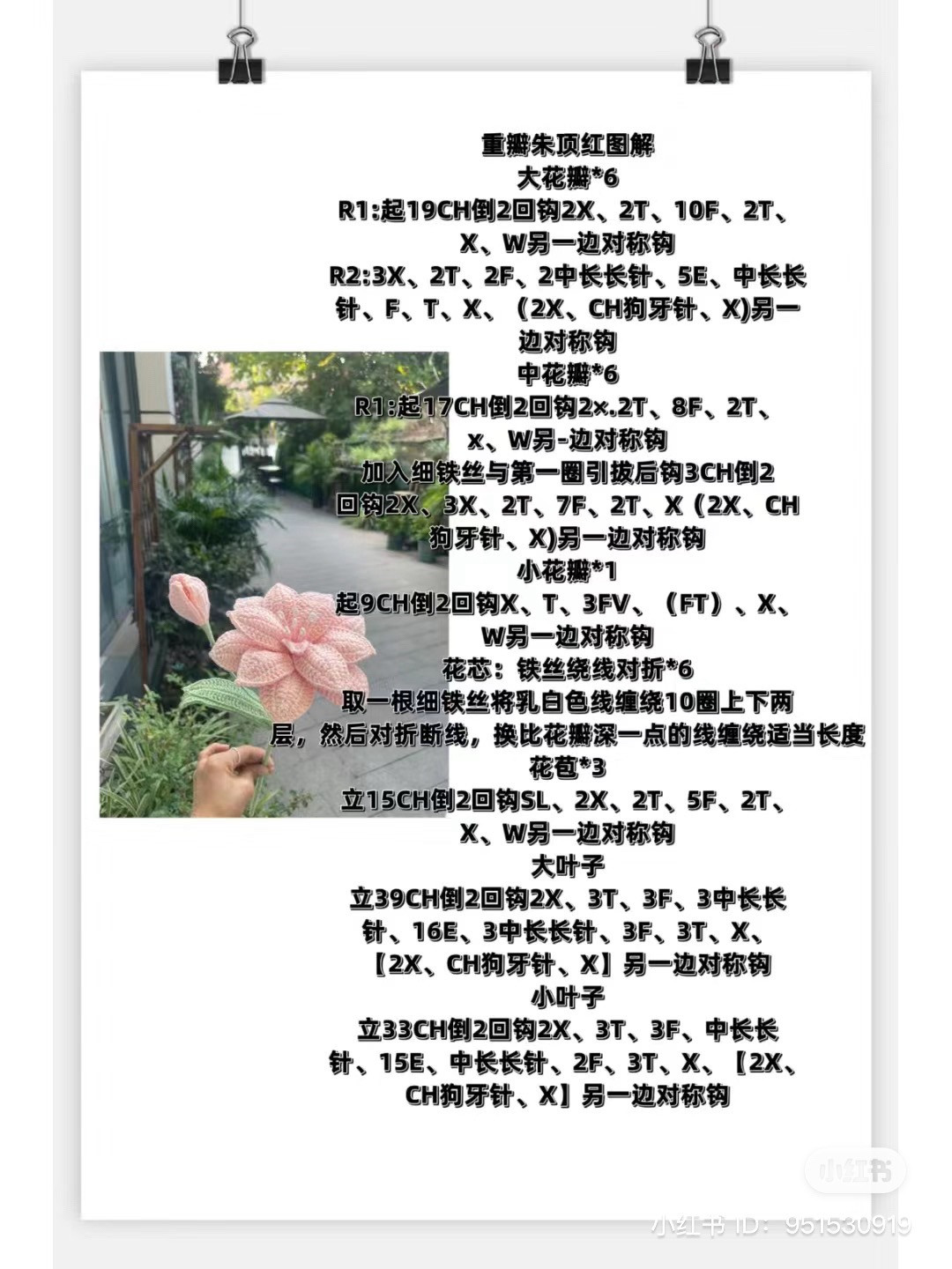 Crochet Pattern: Double Petal Redbud Flower with Leaves