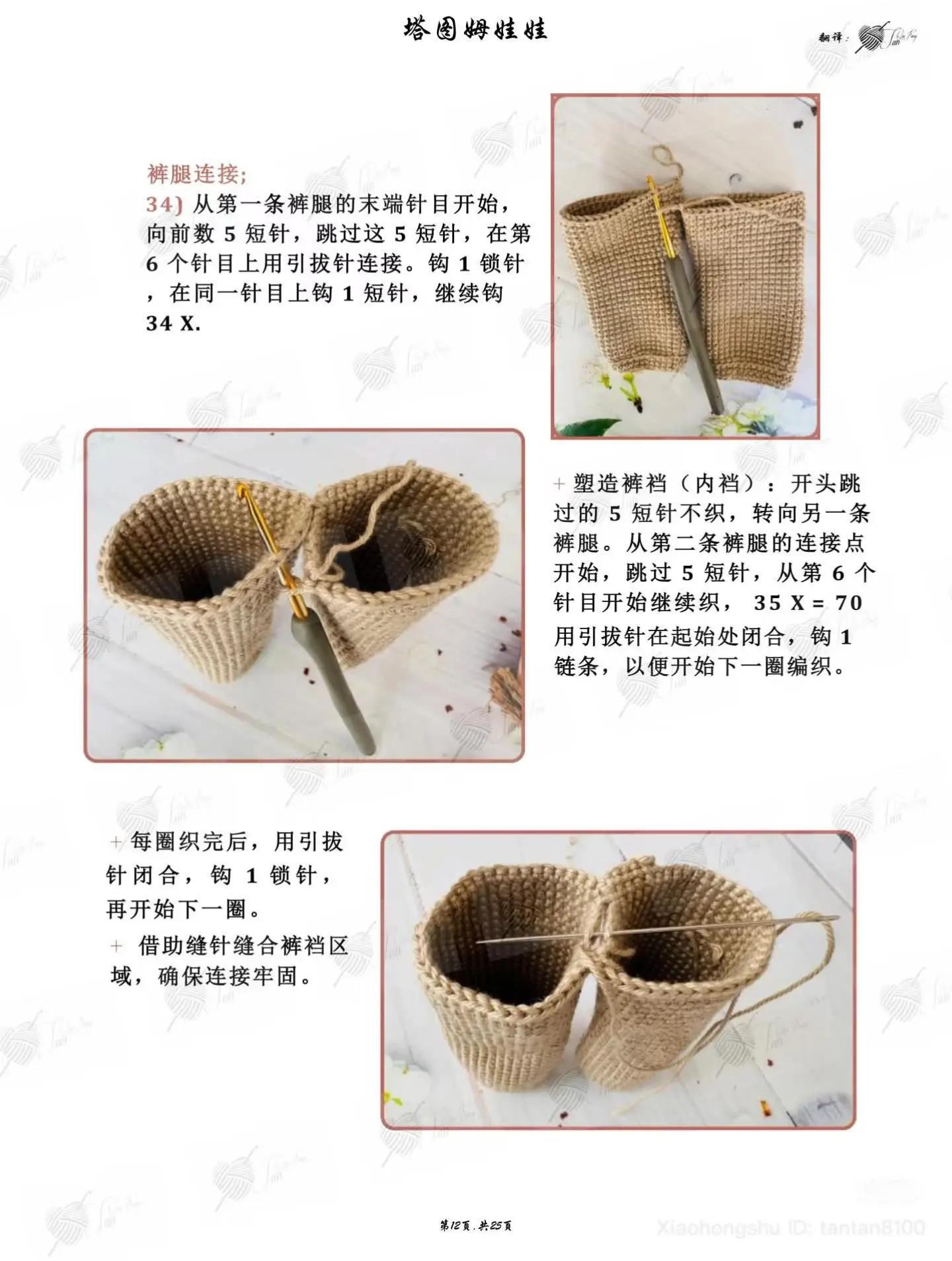 Crochet Pattern for Amigurumi Doll Head, Arms and Legs