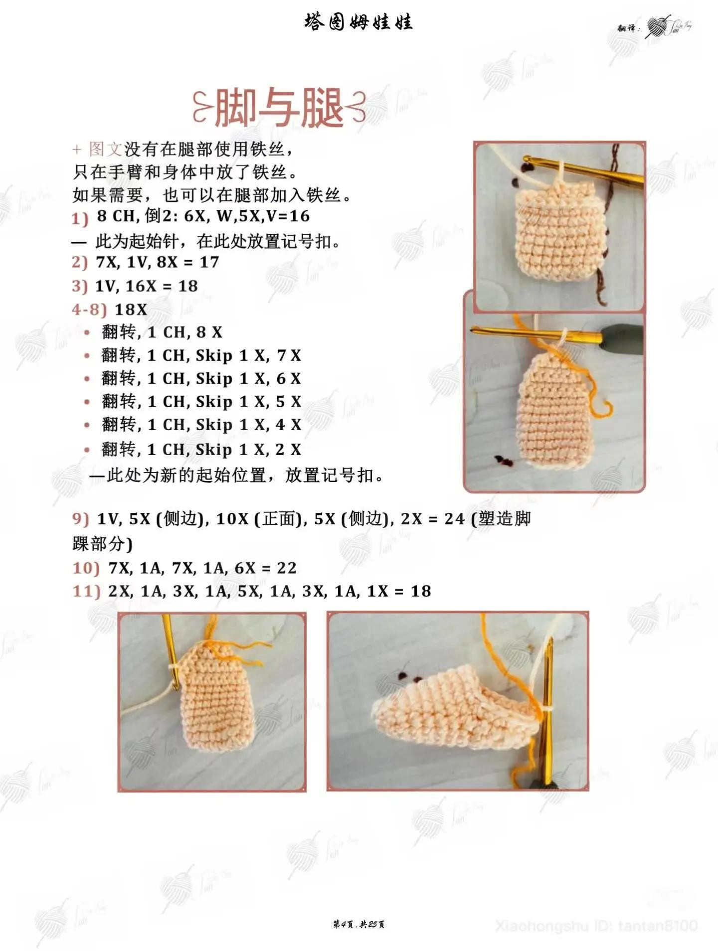 Crochet Pattern for Amigurumi Doll Head, Arms and Legs