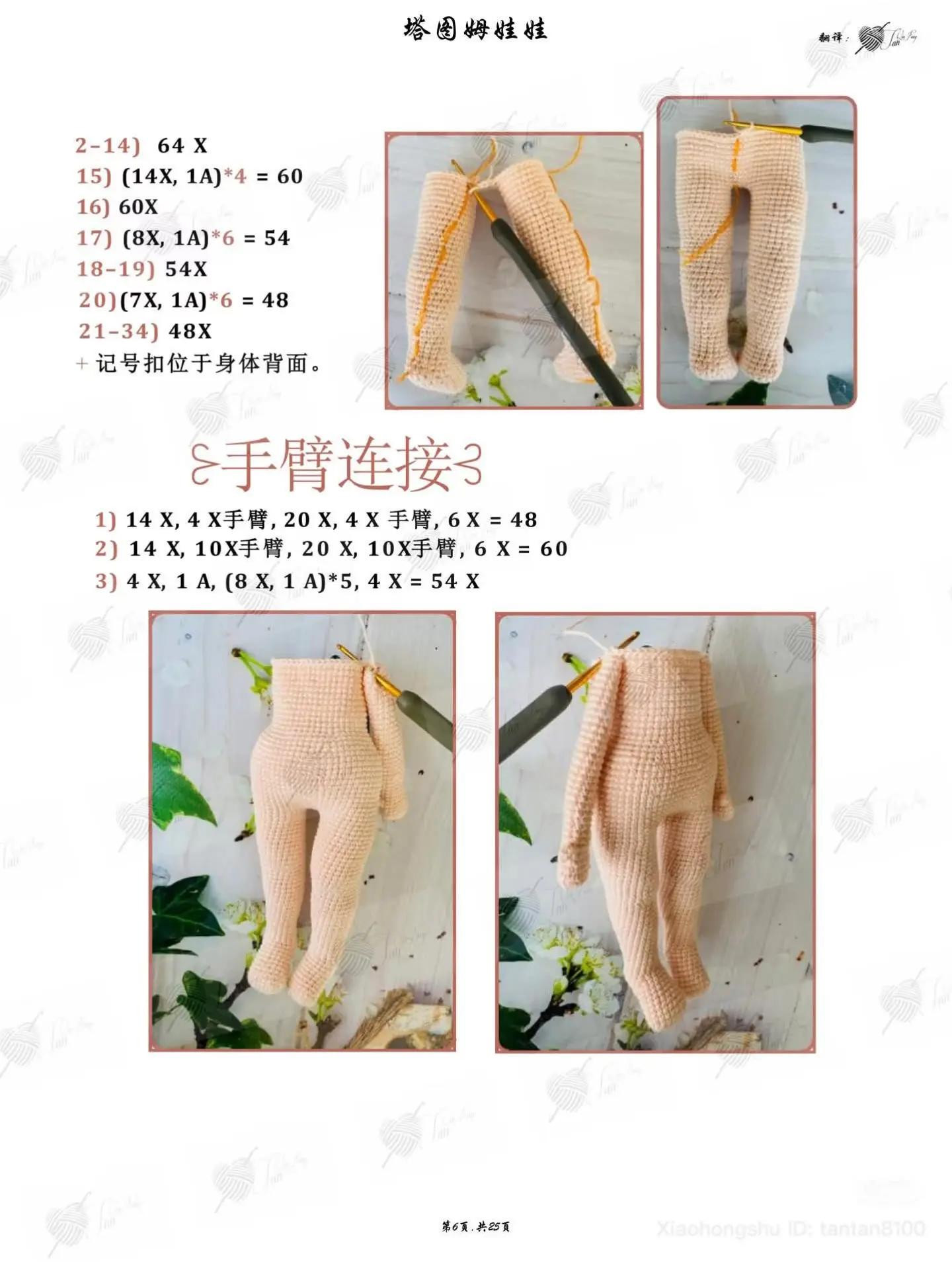 Crochet Pattern for Amigurumi Doll Head, Arms and Legs