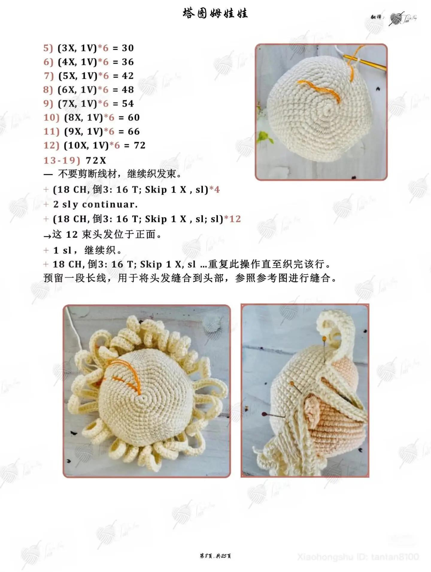 Crochet Pattern for Amigurumi Doll Head, Arms and Legs