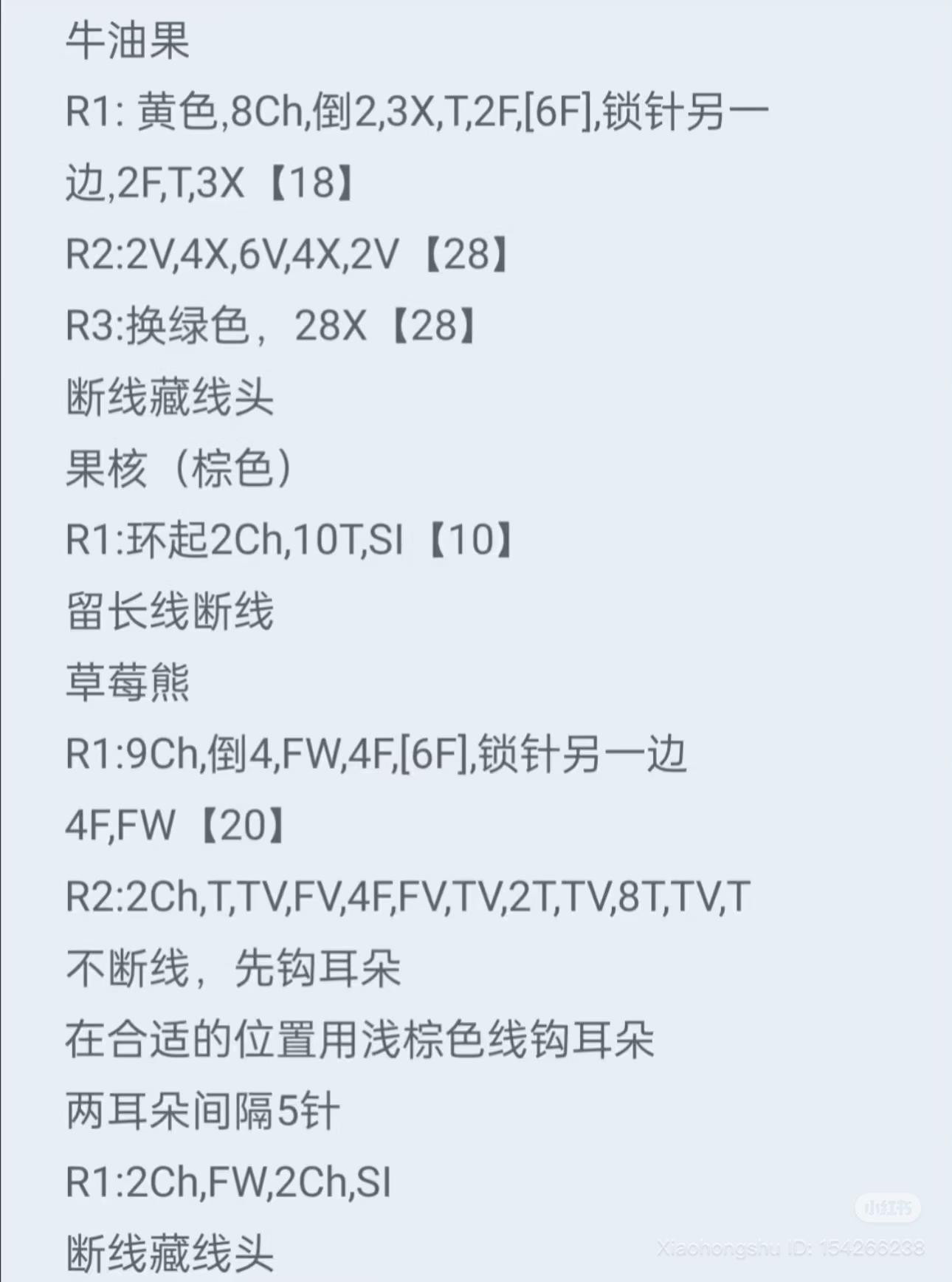 Crochet Pattern for Avocado and Strawberry Bear Rabbits Amigurumi