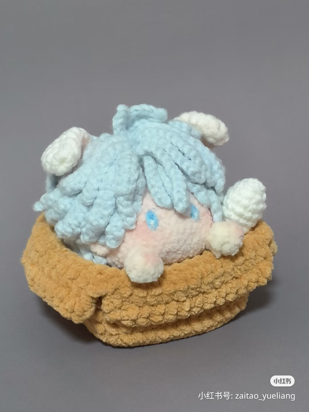 Crochet Pattern for Blue Haired Doll in Basket