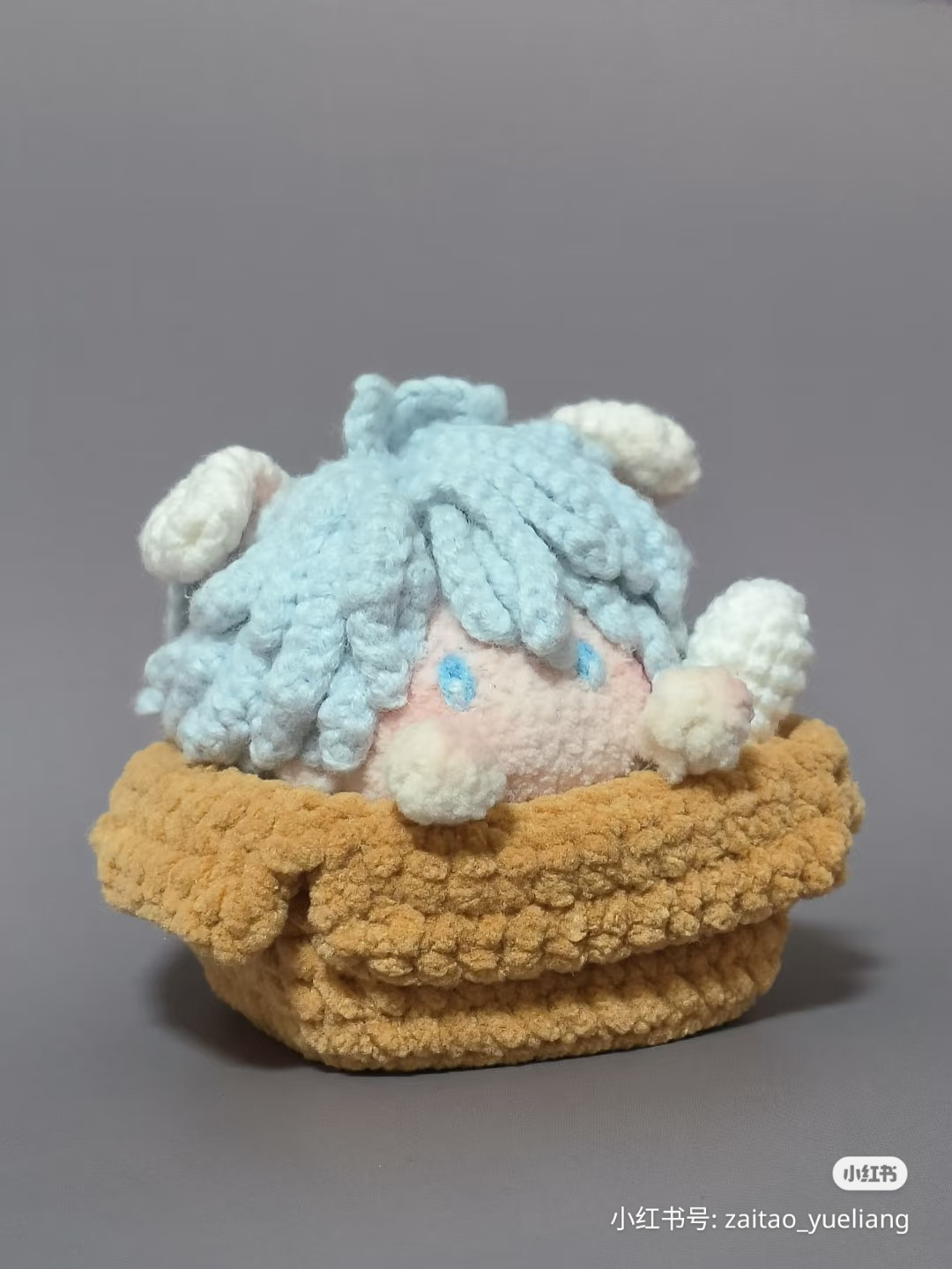 Crochet Pattern for Blue Haired Doll in Basket