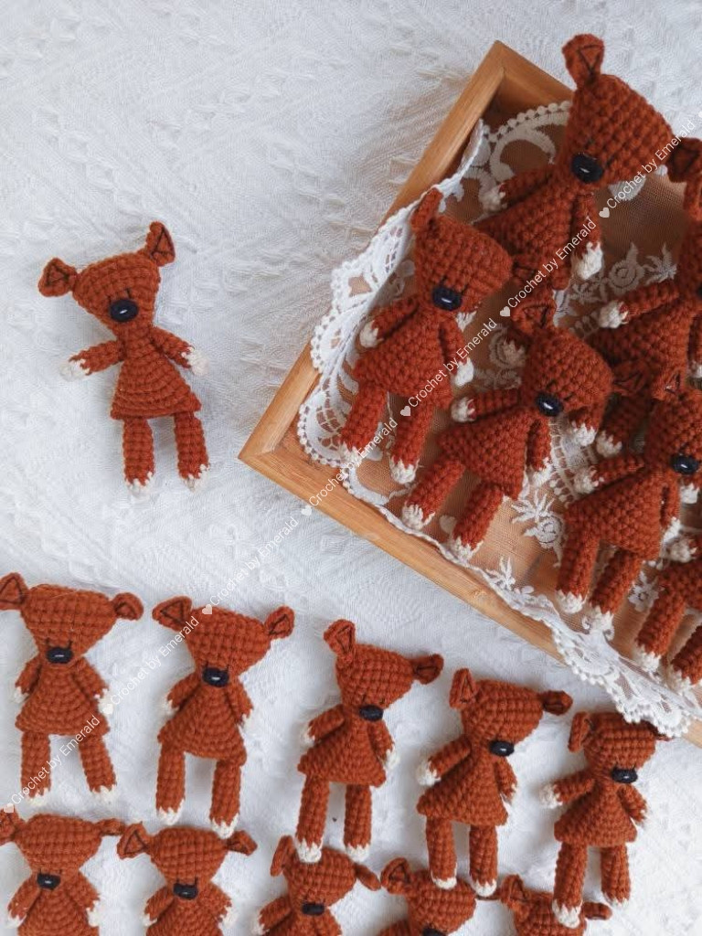 Crochet pattern for brown amigurumi teddy bear
