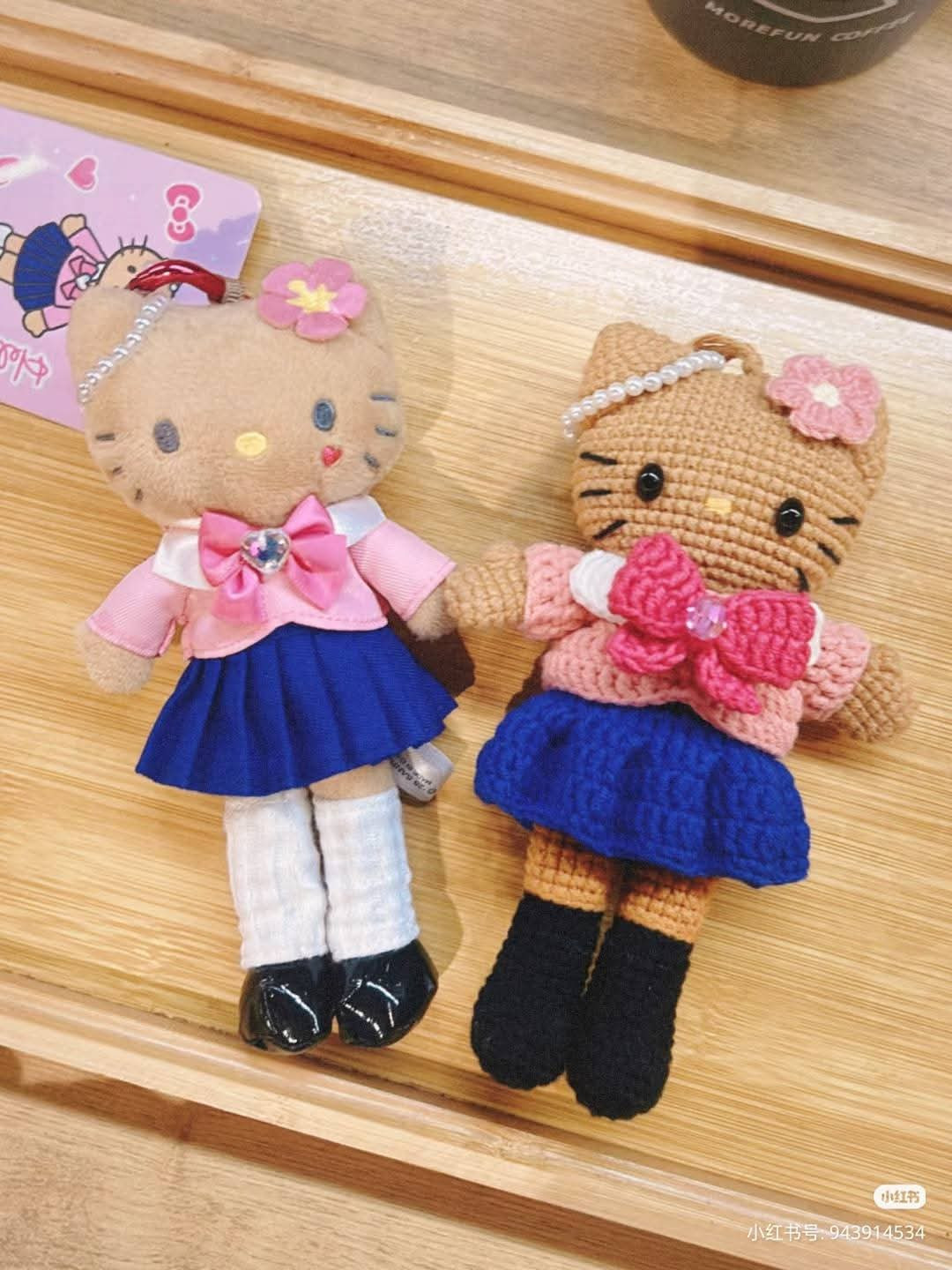 Crochet Pattern for Brown Cat Doll in Black Dress