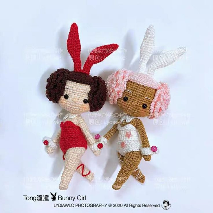 Crochet Pattern for Bunny Girl Amigurumi Doll with Red Ears