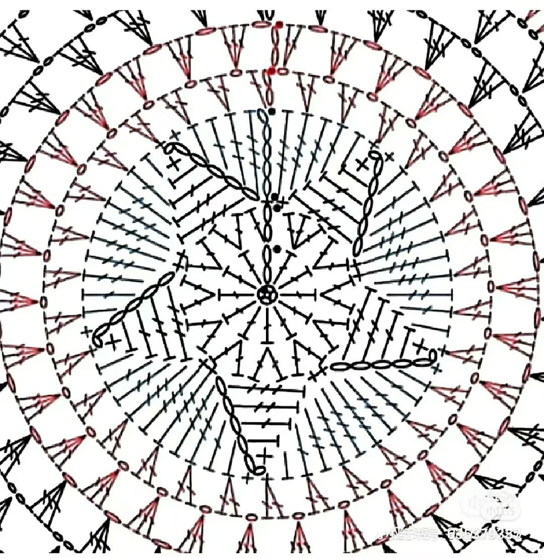 Crochet Pattern for Celestial Round Fan with Star, Moon, and Sun Motifs