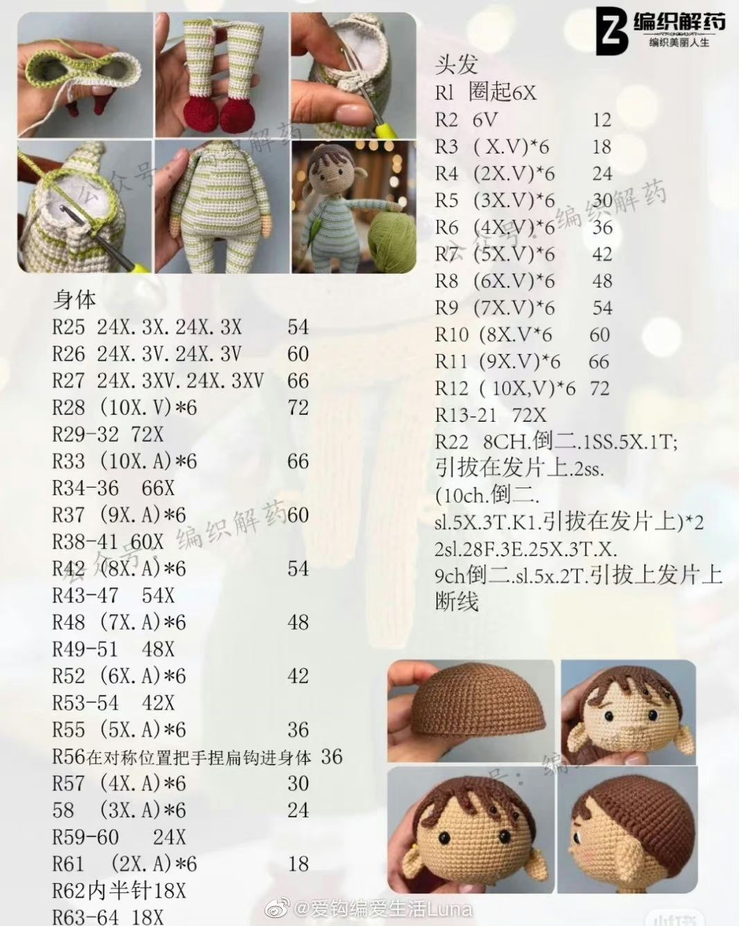 Crochet Pattern for Christmas Boy Amigurumi Doll