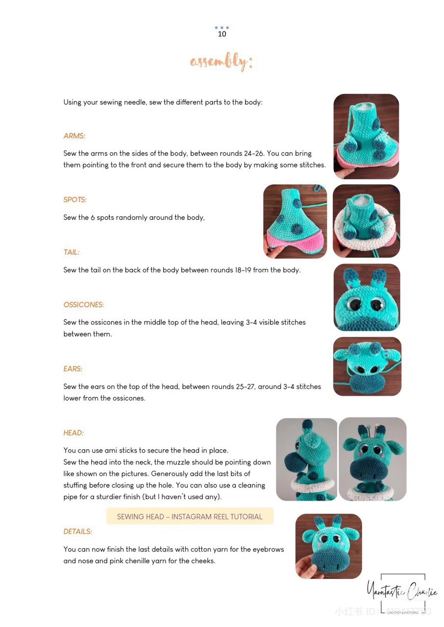 Crochet Pattern for Colorful Giraffe Amigurumi with Swimsuit and Floatie