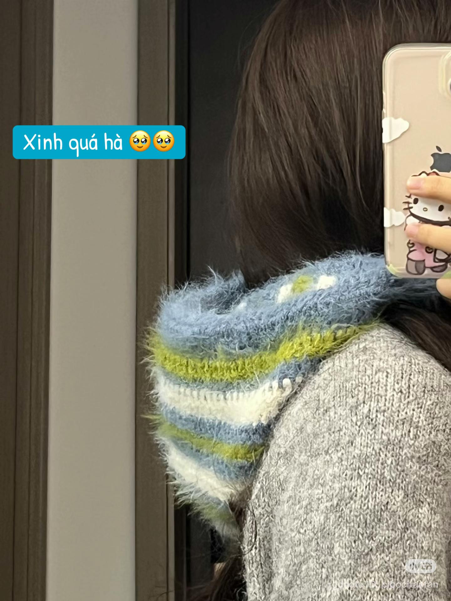 Crochet Pattern for Colorful Striped Mohair Beanie Hat with Pom Poms