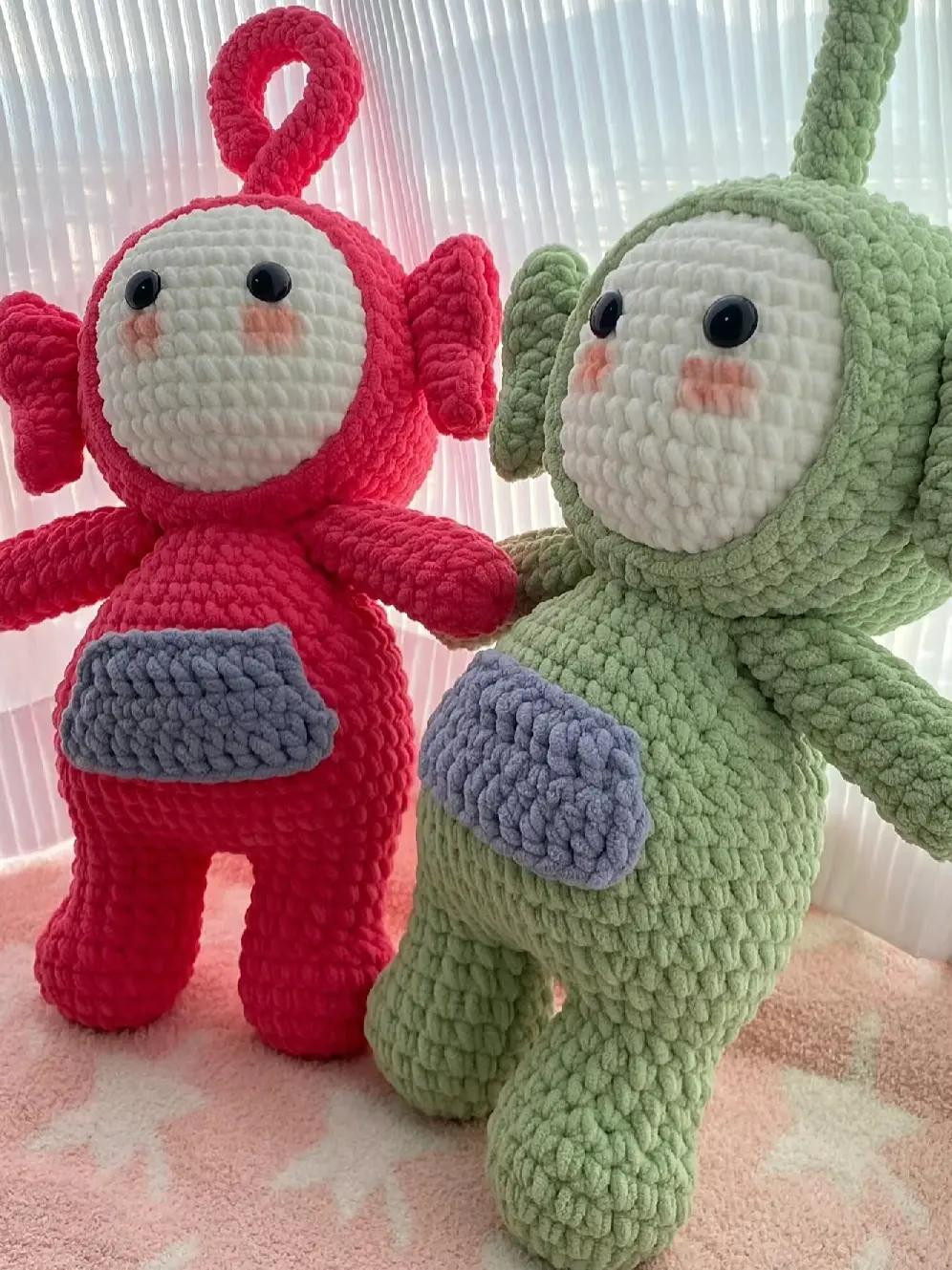 Crochet Pattern for Colorful Teletubby Amigurumi Dolls with Detailed Instructions