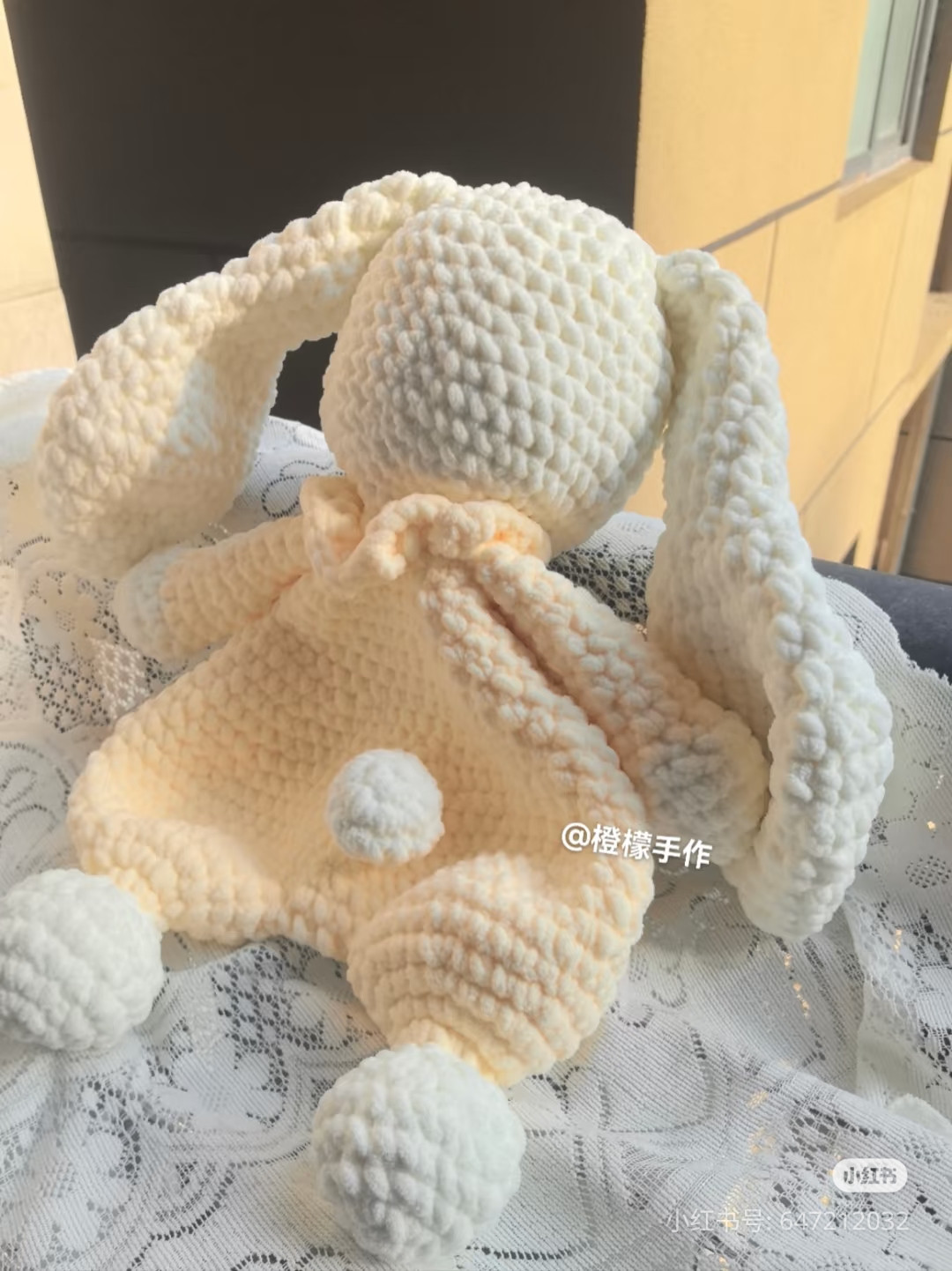 Crochet Pattern for Creamy White and Yellow Bunny Doll