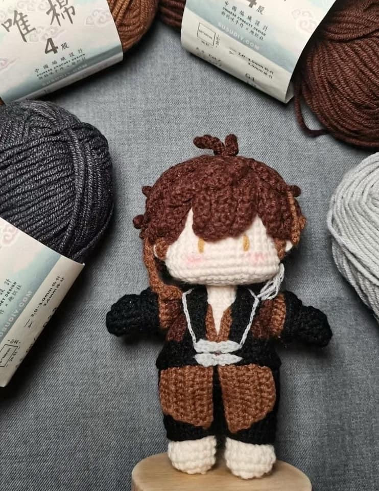 Crochet Pattern for Cute Amigurumi Boy with Purple Vest