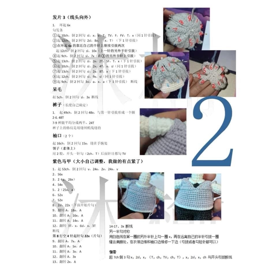 Crochet Pattern for Cute Amigurumi Boy with Purple Vest