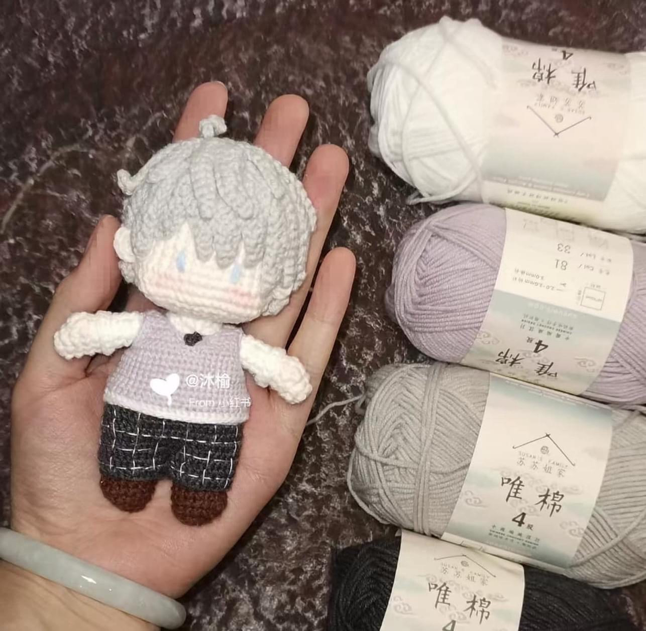 Crochet Pattern for Cute Amigurumi Boy with Purple Vest