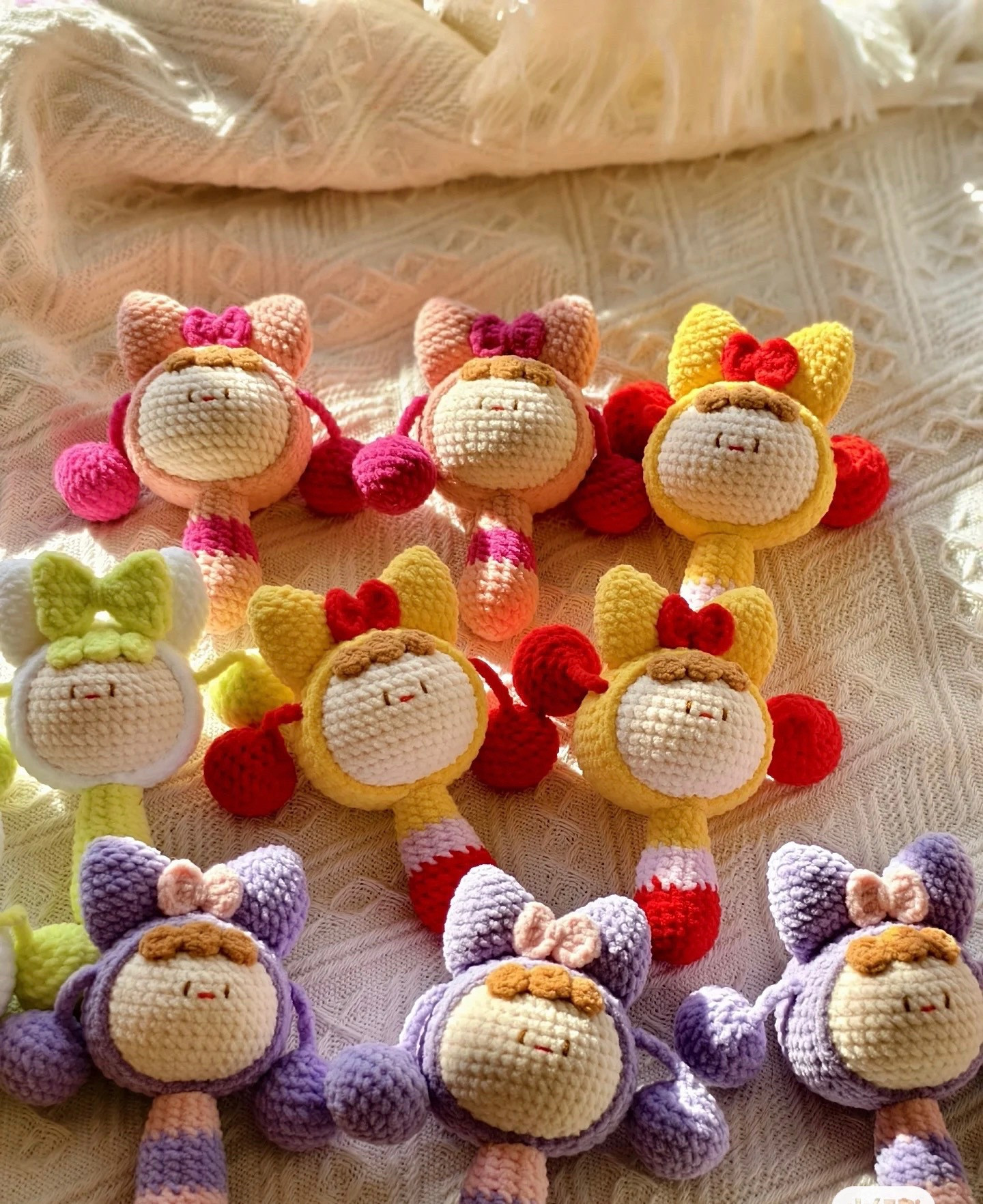 Crochet Pattern for Cute Baby Rattle Doll with Bunny Ears and Bow