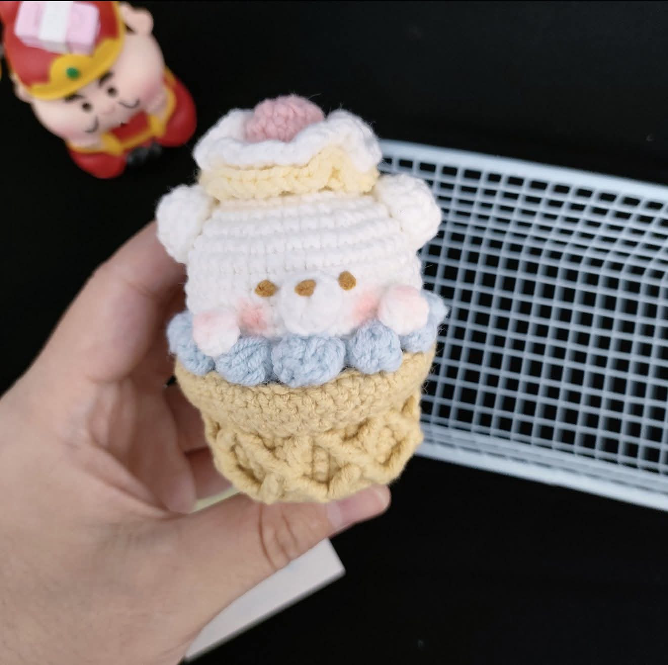 Crochet Pattern for Cute Bear Ice Cream Cone Amigurumi