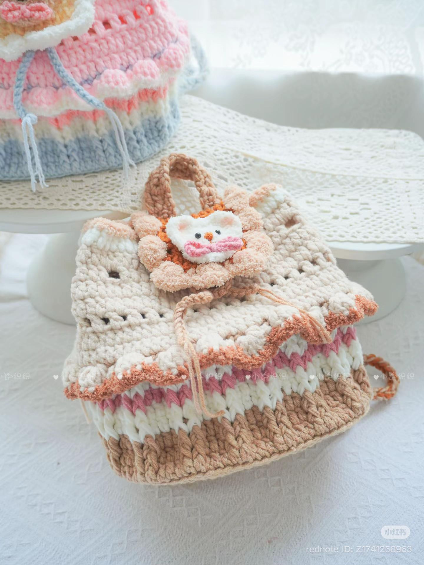 Crochet Pattern for Cute Bear Milk Tea Cake Bag with Amigurumi