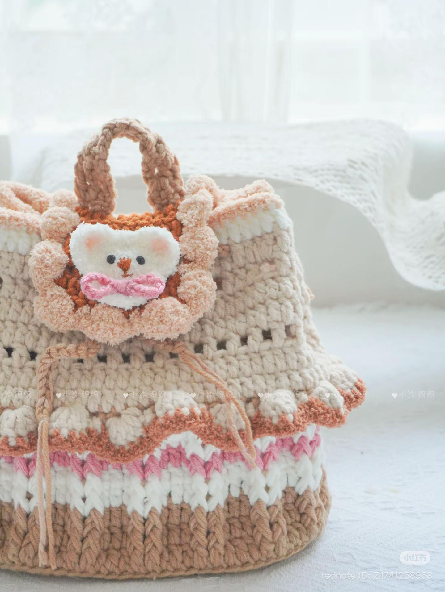 Crochet Pattern for Cute Bear Milk Tea Cake Bag with Amigurumi