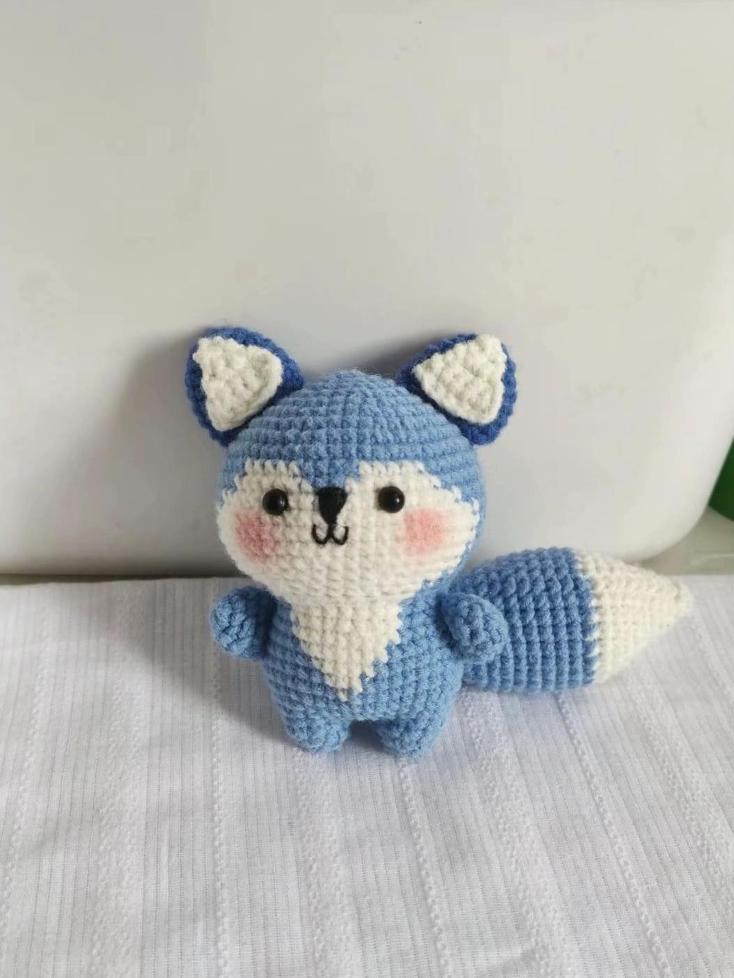 Crochet Pattern for Cute Blue and White Fox Amigurumi Doll
