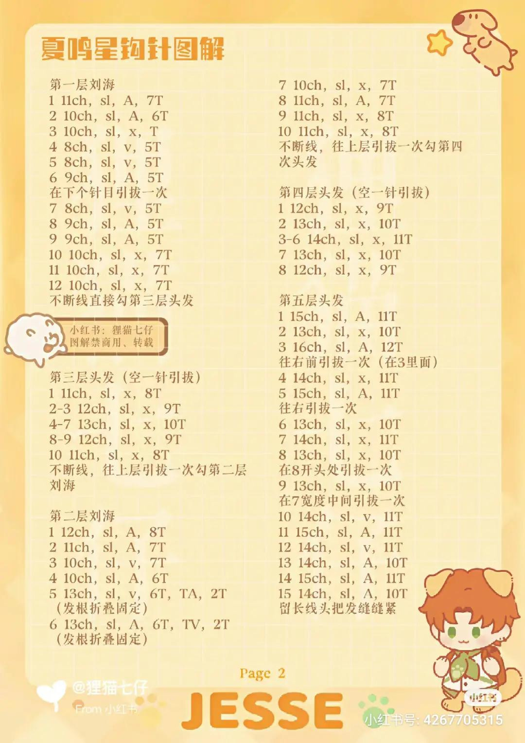 Crochet Pattern for Cute Boy Doll Head with Brown Hair and Dog Ears