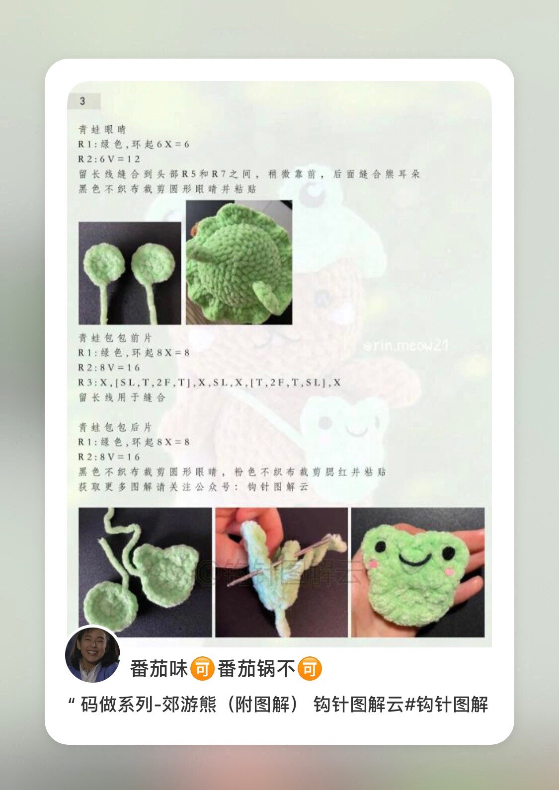 Crochet Pattern for Cute Brown Bear with Frog Hat and Bag