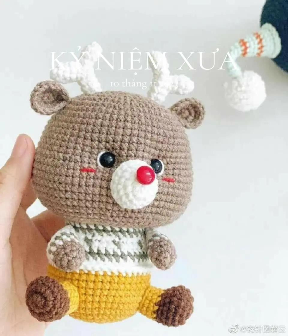 Crochet Pattern for Cute Brown Deer Amigurumi with Antlers