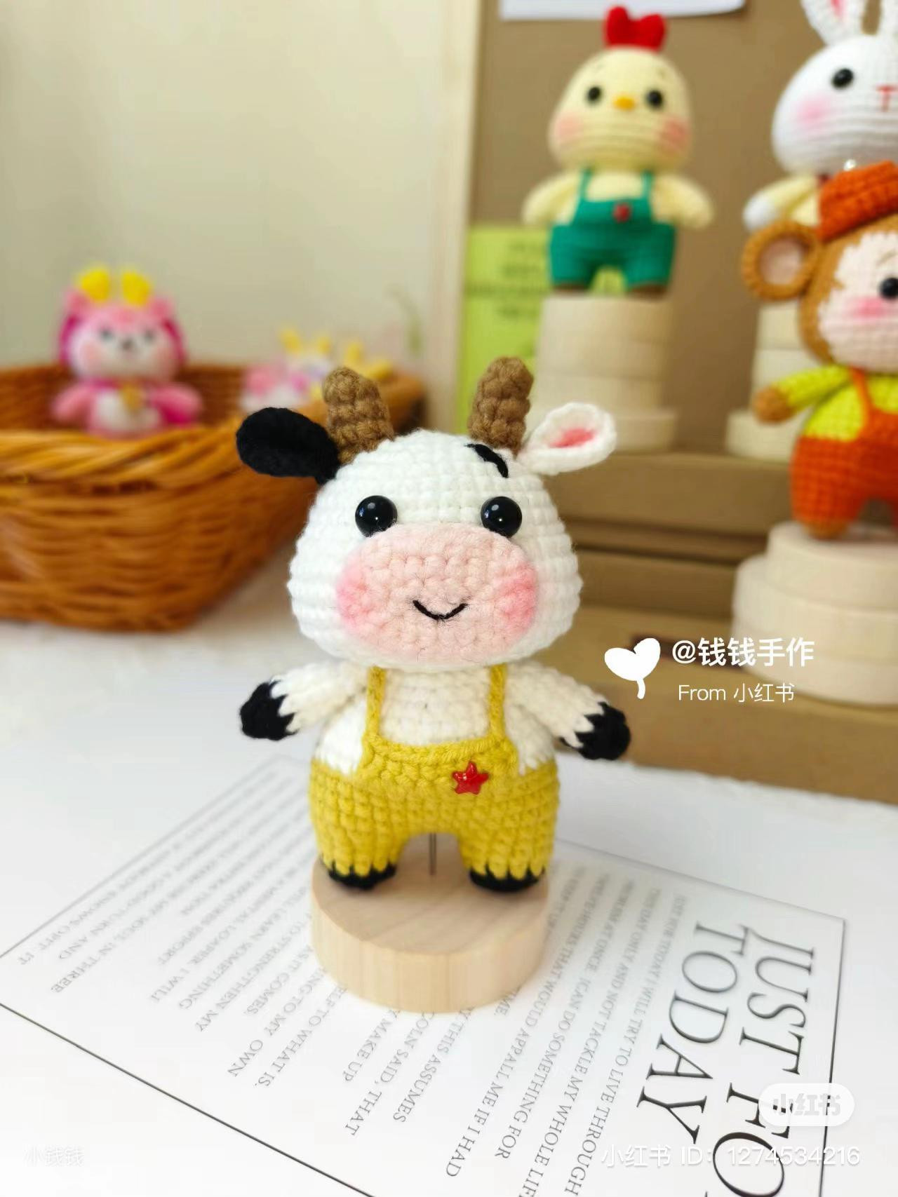 Crochet Pattern for Cute Brown Pony Amigurumi Doll with Blue Overalls and Braided Hair