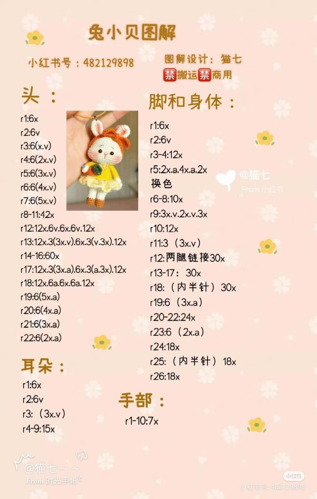 Crochet Pattern for Cute Bunny Doll in Yellow Dress