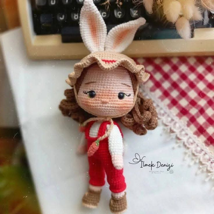 Crochet Pattern for Cute Bunny Girl Amigurumi Doll with Carrot Details