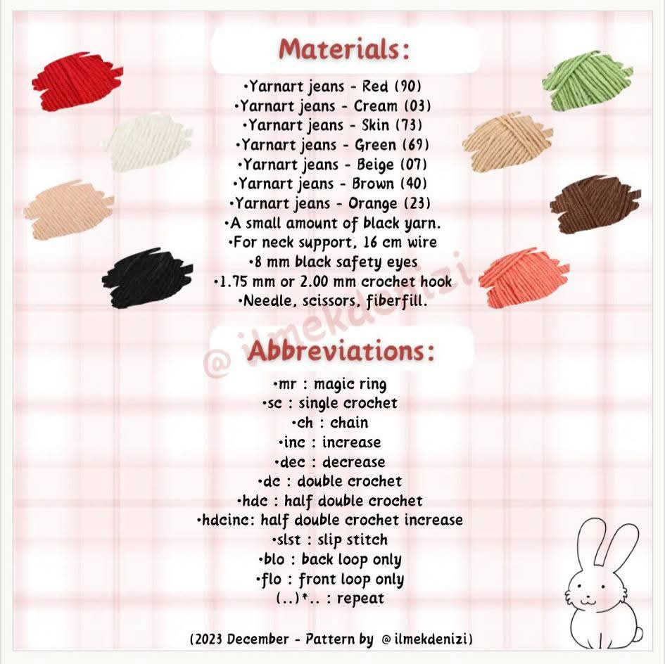 Crochet Pattern for Cute Bunny Girl Amigurumi Doll with Carrot Details