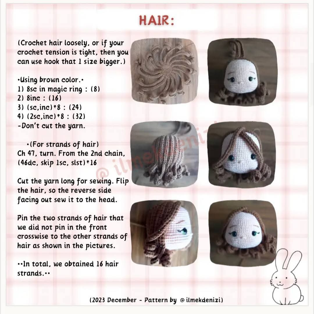 Crochet Pattern for Cute Bunny Girl Amigurumi Doll with Carrot Details