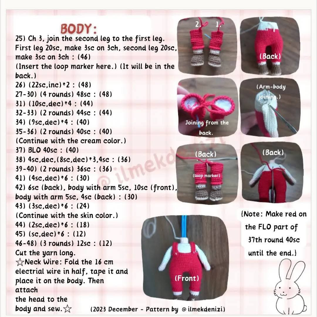 Crochet Pattern for Cute Bunny Girl Amigurumi Doll with Carrot Details