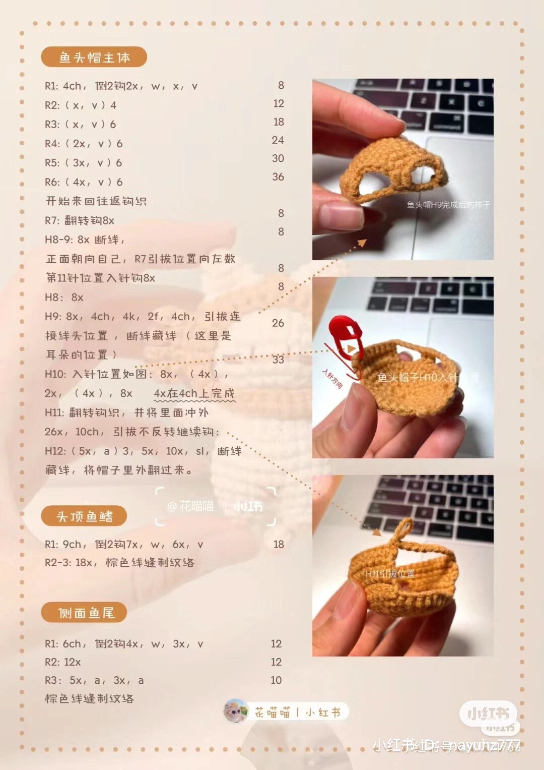 Crochet Pattern for Cute Cat in Fish Costume Amigurumi Keychain