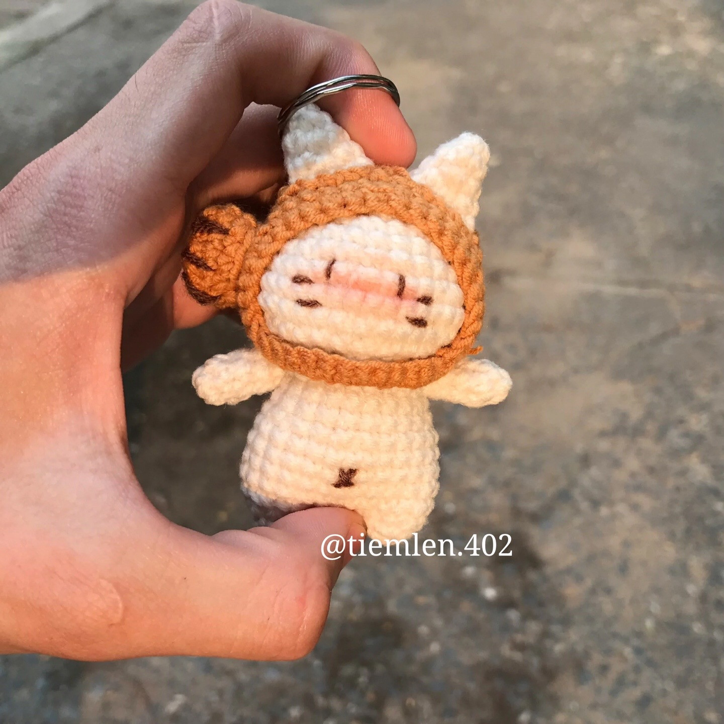 Crochet Pattern for Cute Cat in Fish Costume Amigurumi Keychain