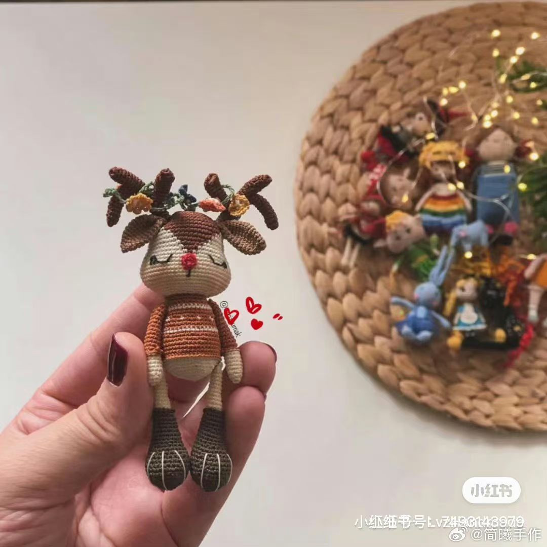 Crochet Pattern for Cute Christmas Reindeer Amigurumi Doll
