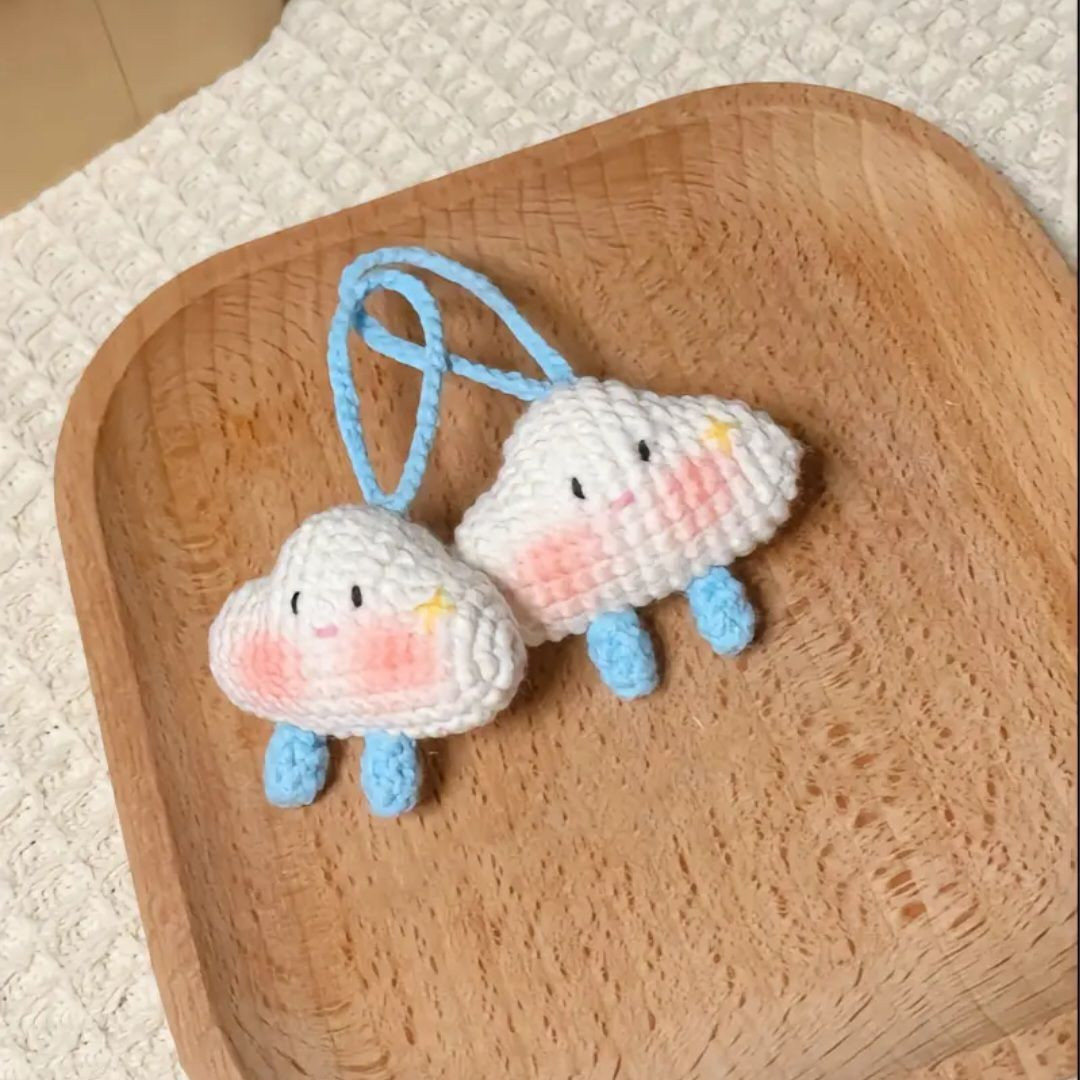 Crochet Pattern for Cute Cloud Amigurumi Keychain