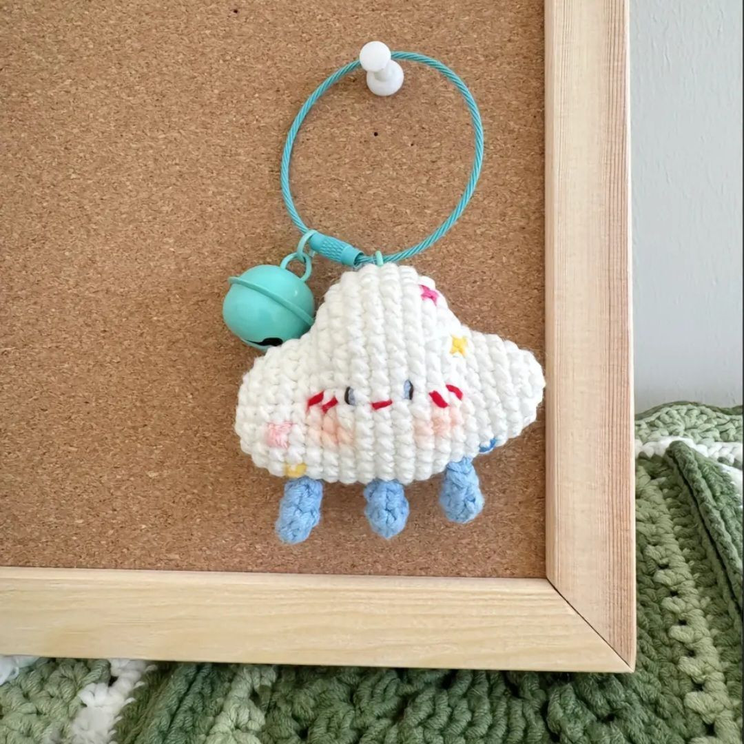 Crochet Pattern for Cute Cloud Amigurumi Keychain