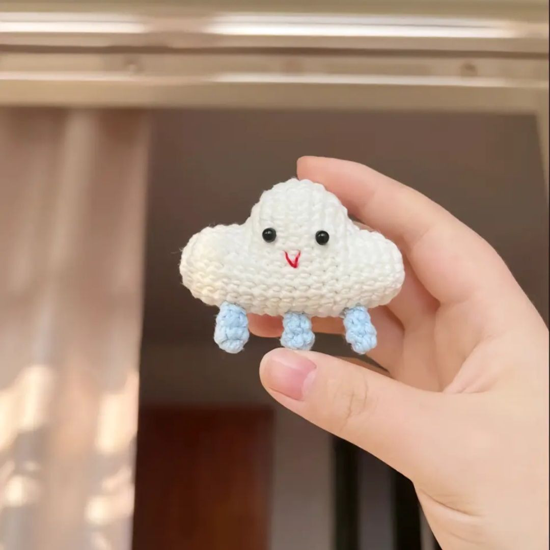 Crochet Pattern for Cute Cloud Amigurumi Keychain