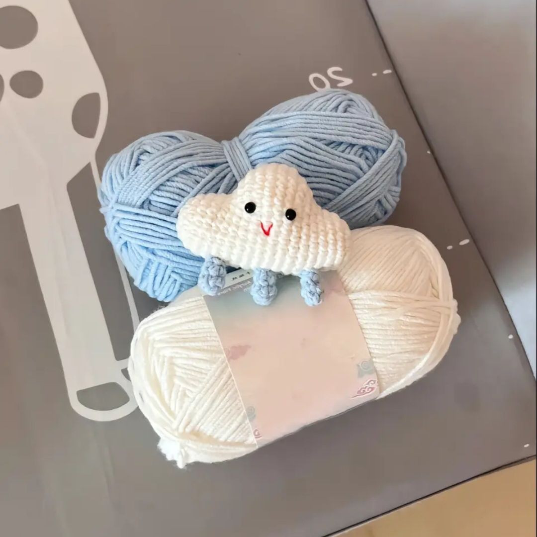 Crochet Pattern for Cute Cloud Amigurumi Keychain