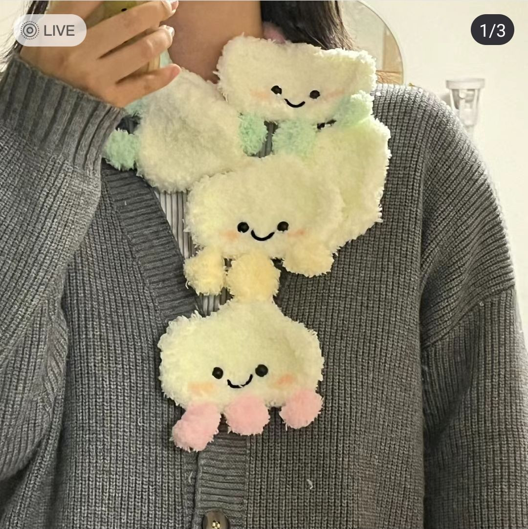 Crochet Pattern for Cute Cloudy Scarf with Pastel Colors