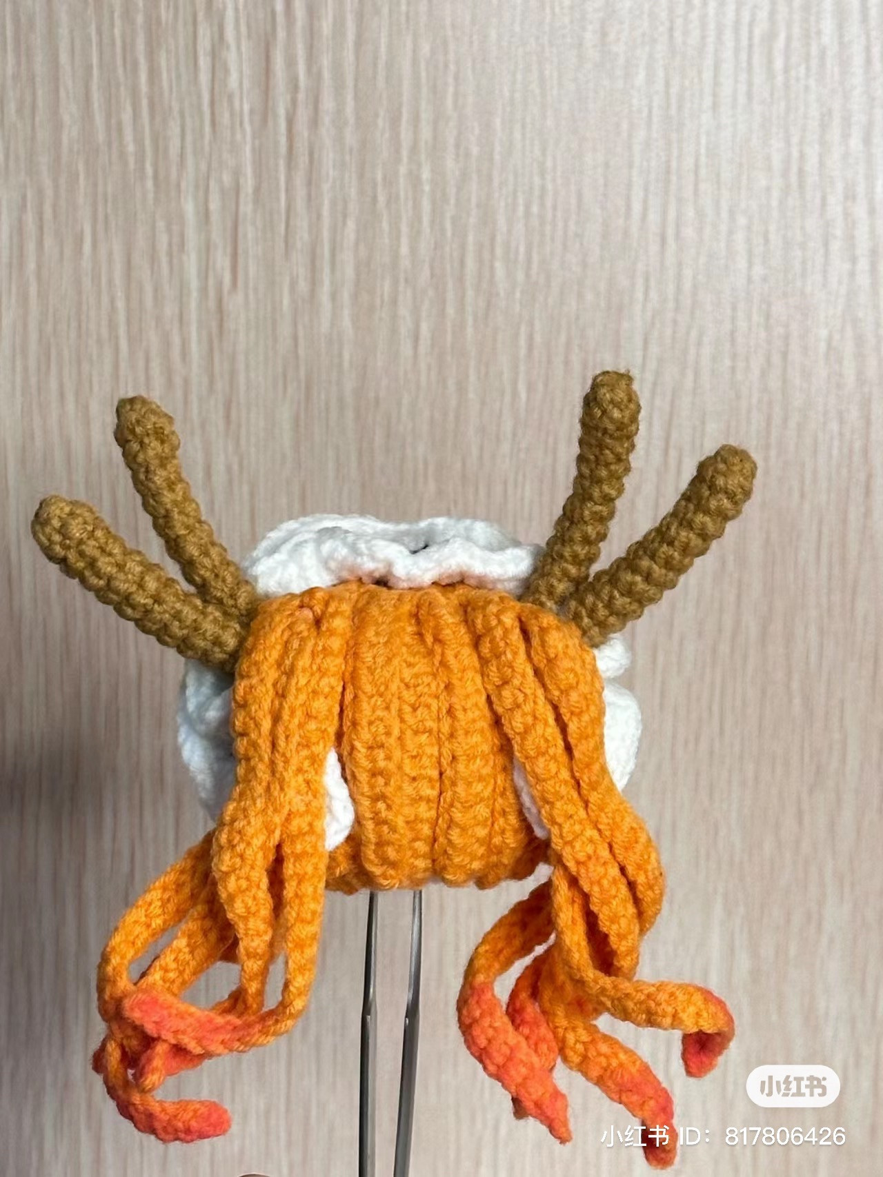 Crochet Pattern for Cute Deer Girl Head with Orange Hair and Antlers