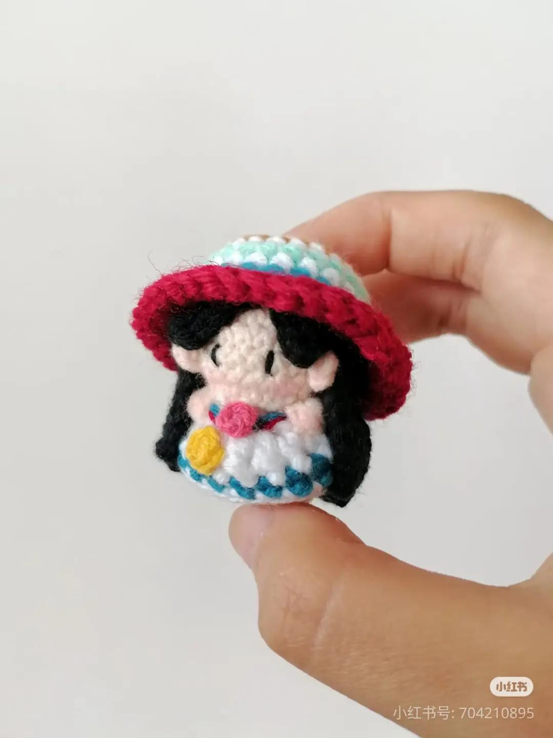 Crochet Pattern for Cute Doll with Red Hat and White Dress