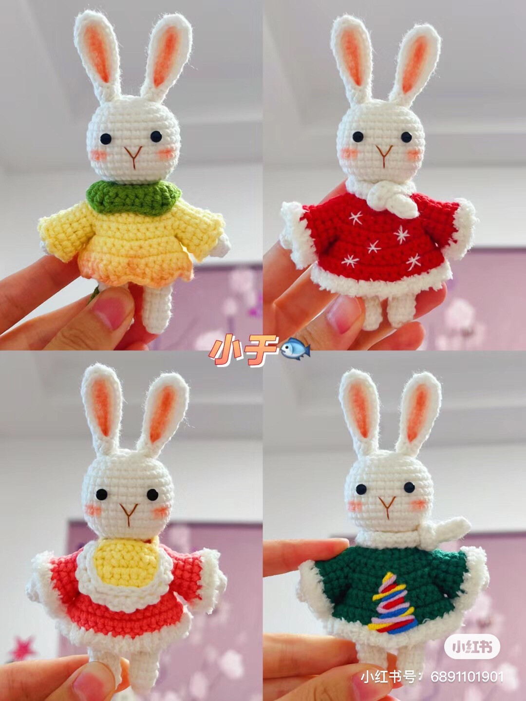 Crochet Pattern for Cute Dress-Up Bunny Doll with Multiple Outfits