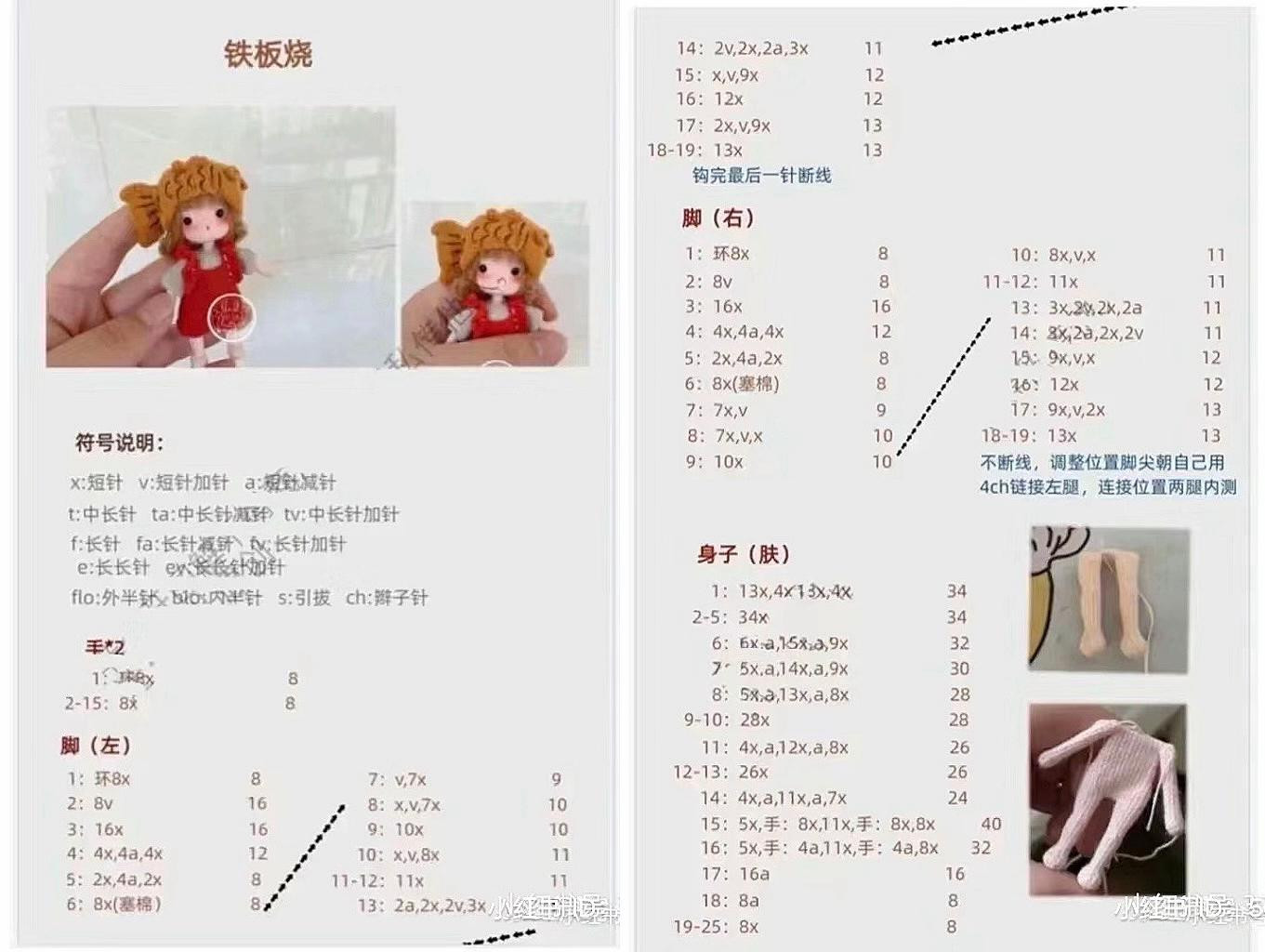 Crochet Pattern for Cute Fairy Amigurumi Doll with Red Overalls and Brown Wings