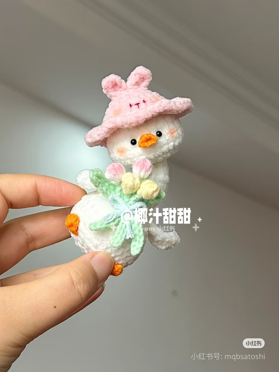 Crochet Pattern for Cute Flower-Holding Goose Doll